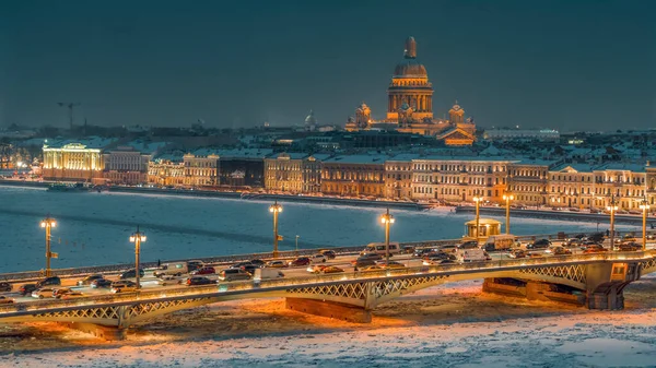 Vista Noturna São Petersburgo — Fotografia de Stock