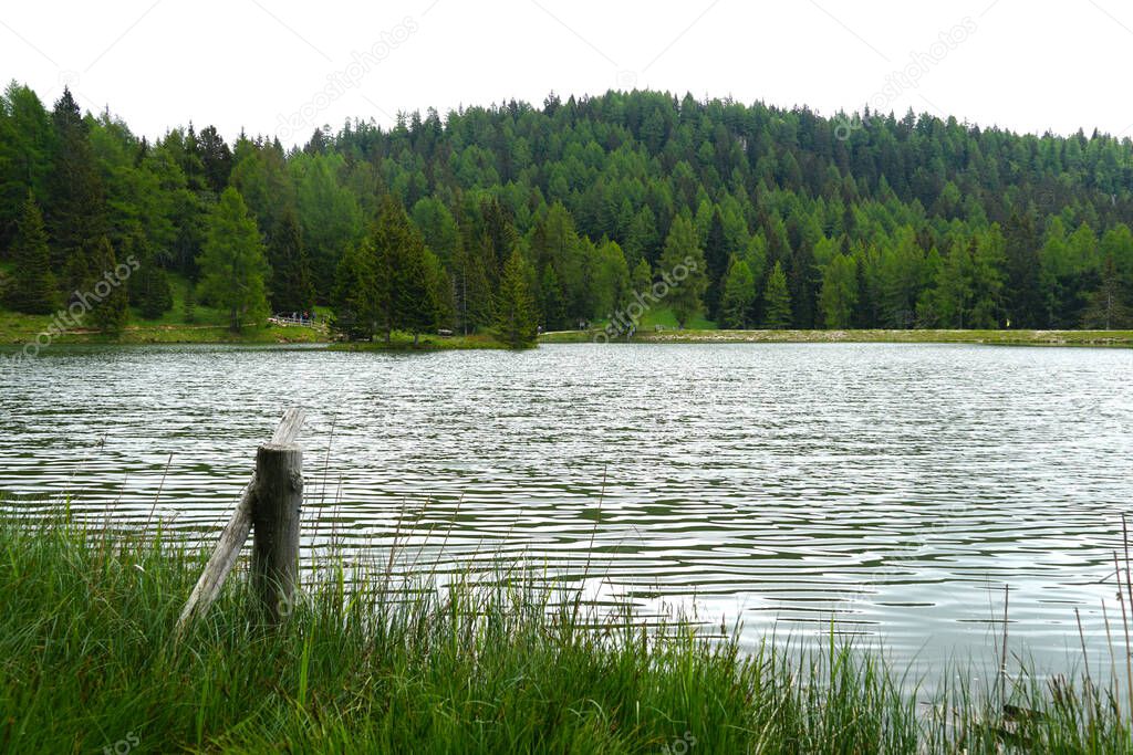Small lake called Tret in Val di Non, Trentino province, Italy.