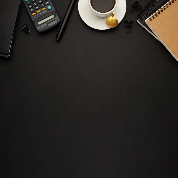 Nice business desk on black background