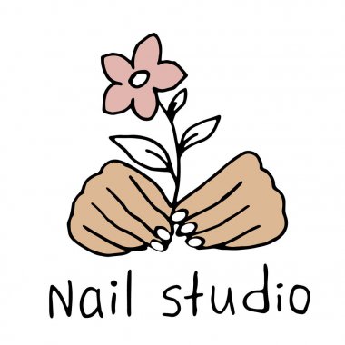 Çivi tasarım stüdyosu veya manikür salon vektör logo şablonu. Şapkalı tırnak pembesi şişe