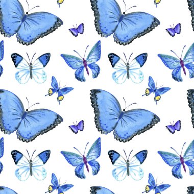 Suluboya kelebekler seti. Vintage yaz izole bahar sanatı.