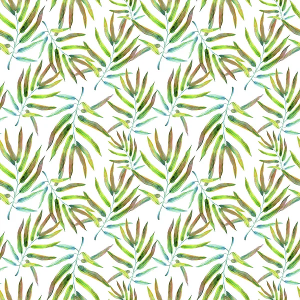 Aquarell tropische florale Illustration Set mit grünen Blättern für Hochzeit Schreibwaren, Grüße, Tapeten, Mode, Hintergründe, Texturen — Stockfoto
