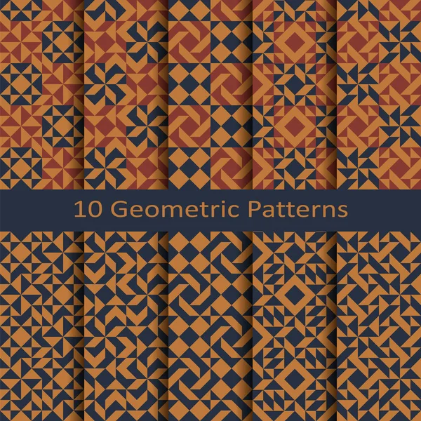 Kesintisiz Vektör Geometrik Renkli Patchwork Desenler Kümesi Paket Kapak Tekstil — Stok Vektör
