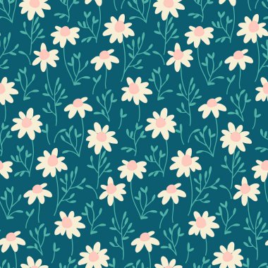 el ile sorunsuz vektör kalıbı papatya çiçekler çizilmiş. Tekstil için tasarım. kapakları, ambalaj