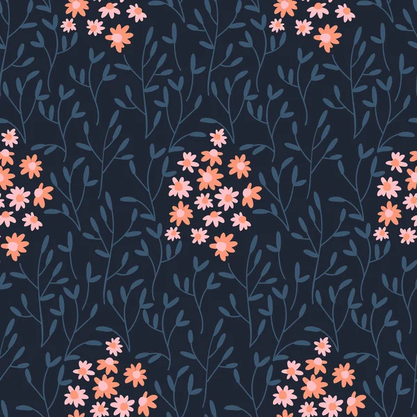 无缝的向量样式与手绘雏菊花 纺织品设计 — 图库矢量图片