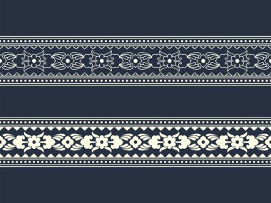 Baskılı vintage çiçekler ile sorunsuz vektör sınır