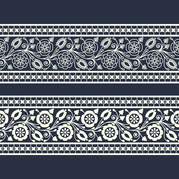 Бесшовная Векторная Граница Отпечатанными Цветами Дизайн Печати Упаковки Текстиля — стоковый вектор
