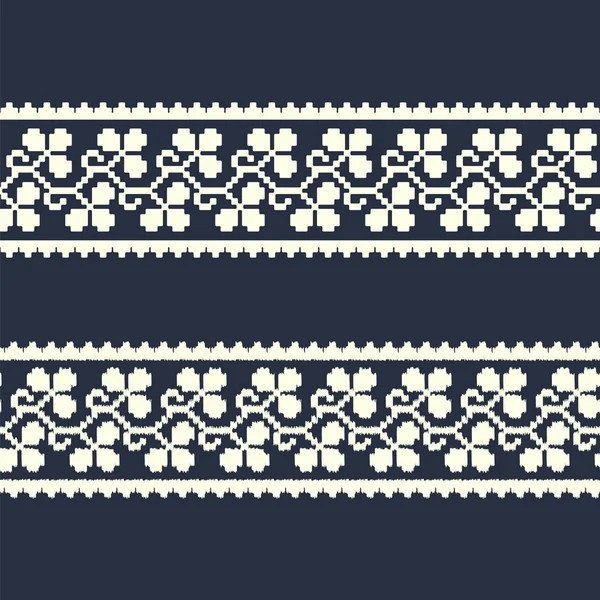 无缝向量单色白色花卉边框 色板面板中的无缝模板 — 图库矢量图片