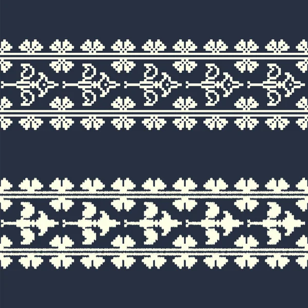 无缝向量复古观赏性 Ikat 丝带边界设计 色板面板中的无缝模板 — 图库矢量图片