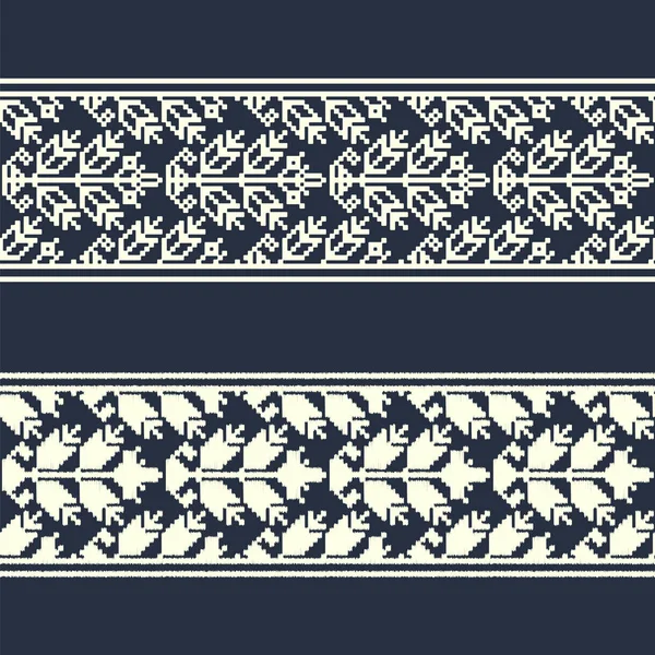 Seamless Vektor Vintage Desain Batas Ikat Ribbon Ornamental Templat Mulus - Stok Vektor