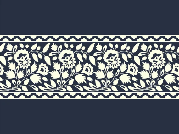 Vintage White Floral Seamless Border Design Seamless Template Swatch Panel — Stock Vector