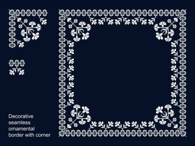 köşeli dekoratif sorunsuz vektör kenarlığa. renk örneği panelinde sorunsuz şablonu. çiçek geometrik süsleme