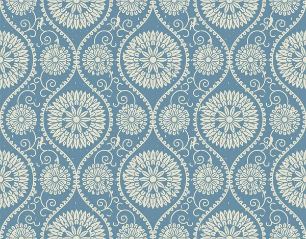 Vecteur Sans Couture Motif Vintage Mandala Floral Bleu Modèle Sans — Image vectorielle