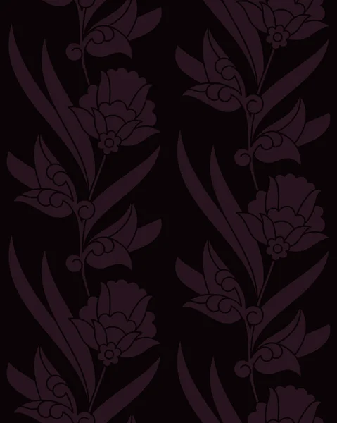 Vetor sem costura padrão violeta escuro com flores. modelo sem costura no painel de amostras. projeto para impressão, bloco de madeira, têxtil — Vetor de Stock