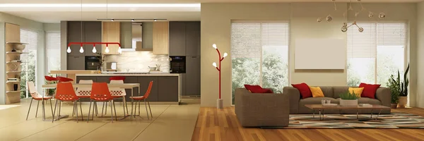 Modern Interior Kitchen Living Room