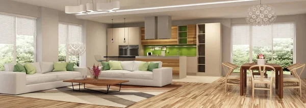 Modern Interior Kitchen Living Room