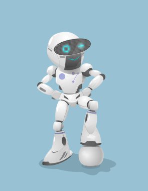 Sevimli beyaz robot vektör illüstrasyon bir futbolcu