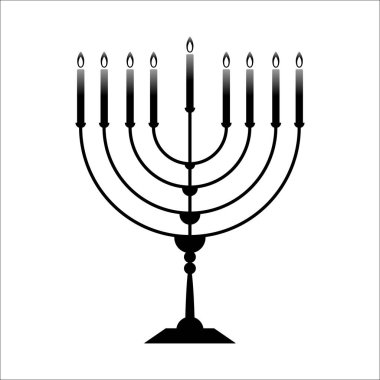 Hanuka için Menorah vektör sembolü beyaz izole