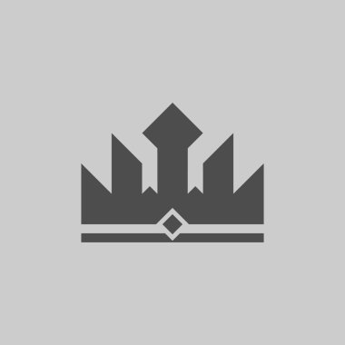 Vektör taç logosu. gri arka planda siyah.