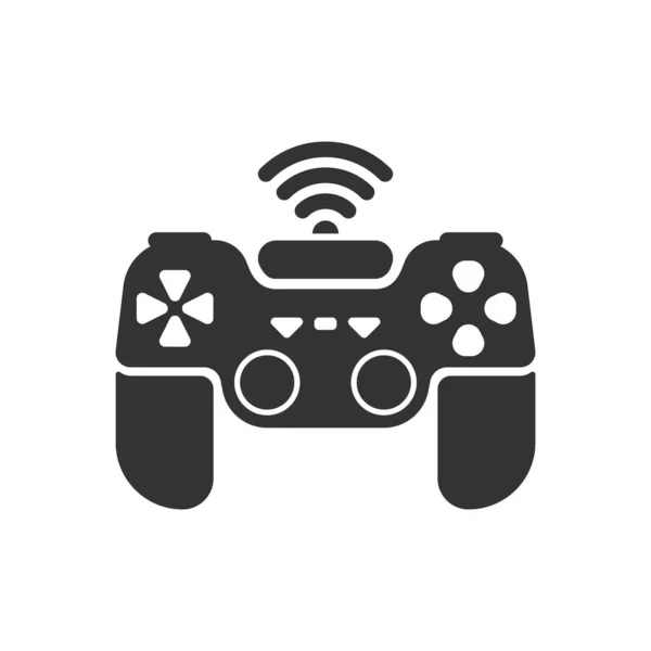 Vektorillustration des Gamepads mit Wi-Fi. schwarz auf weiß. — Stockvektor