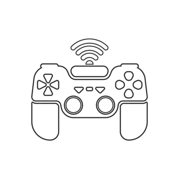 Vector illustratie van de contour gamepad met Wi-Fi. zwart-wit. — Stockvector