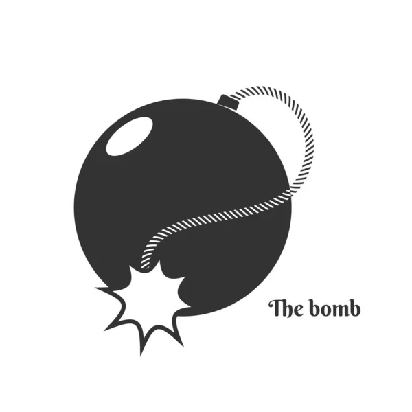 Icône vectorielle noire de la bombe dans l'ancien style est sur blanc . — Image vectorielle