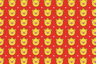 Sarı piggy arka plan Sevimli vektör illüstrasyon.