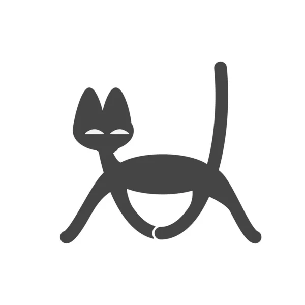 白にシンプルな猫のベクトルフラットイラスト。ロゴ用. — ストックベクタ