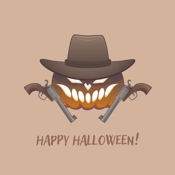 Duro Vaquero calabaza tiene dos armas y un sombrero . — Vector de stock