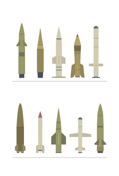 Vektorillustration des Marschflugkörpers und der ballistischen Raketen. — Stockvektor