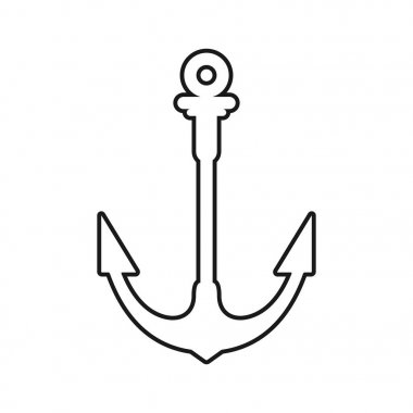 Beyaz arka plan üzerindeki deniz çapasının anahattının vektör çizimi.