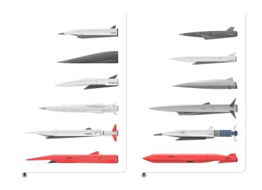 Vector illustration of hypersonic rockets on a white background. clipart