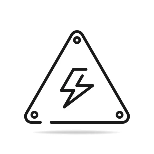Векторная иллюстрация контура предупреждающей иконки электричества на белом фоне . — стоковый вектор