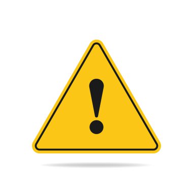 Ünlem sembolü olan bir uyarı işaretinin vektör illüstrasyonu beyaz.