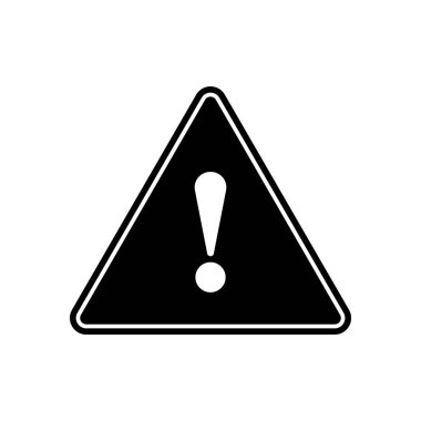 Ünlem sembolünün siyah uyarı simgesinin vektörü beyaz bir arka plan üzerindedir.