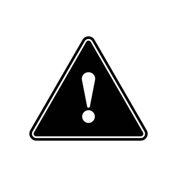 O vetor de um ícone de aviso preto do símbolo de exclamação está em um fundo branco . —  Vetores de Stock