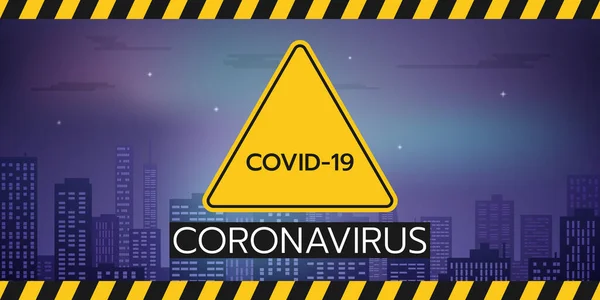 Banner Ett Coronavirus Hot Har Triangulär Varningsskylt Med Förkortning Covid — Stock vektor