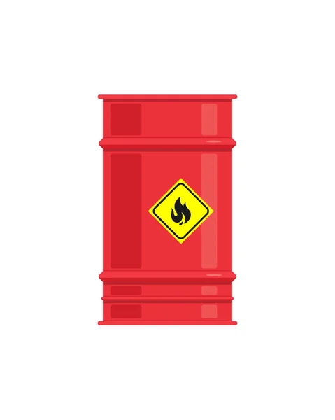 Червоний Вибуховий Ствол Має Жовтий Знак Попередження Символом Полум Ствол — стоковий вектор