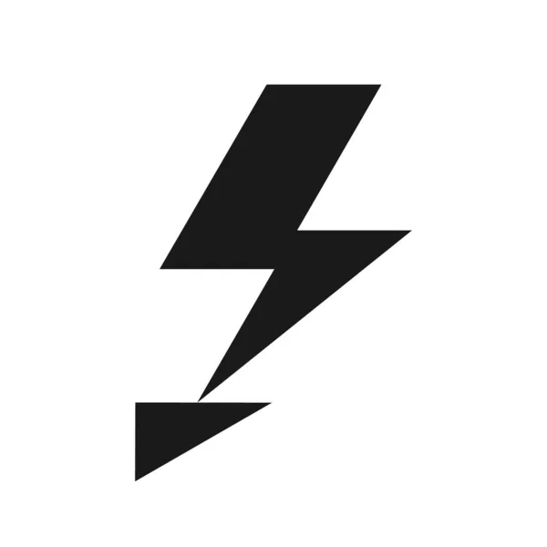 Black Shape Lightning Symbol Isolated White Background Flat Vector Illustration — Stock Vector