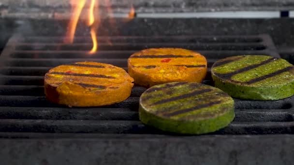 Steak Végétarien Steak Avec Légumes Soja Huile Olive Épices Aliments — Video