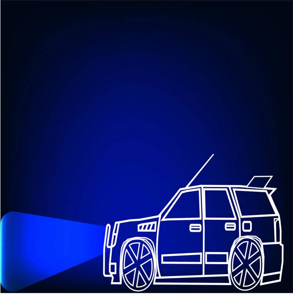 深蓝色背景，带单路车 - 矢量图 — 图库矢量图片