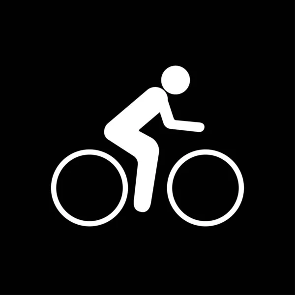 Icono de bicicleta blanca sobre fondo negro - ilustración vectorial — Archivo Imágenes Vectoriales