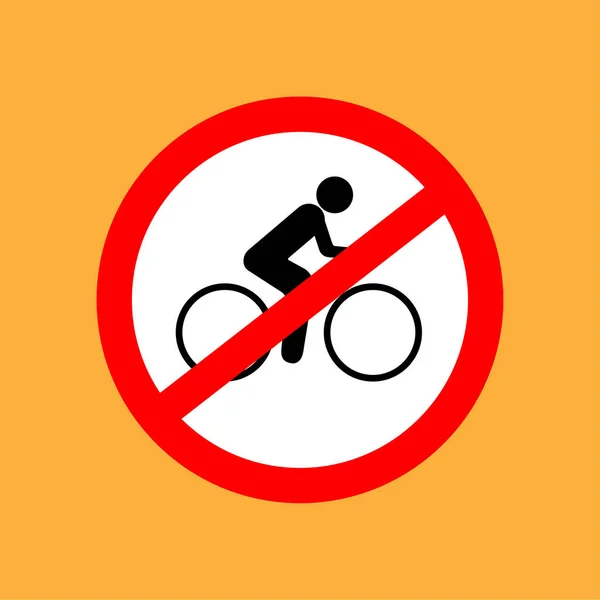 Icône de vélo rond, ne pas monter (utiliser) le vélo, ligne mince rouge sur fond blanc illustration vectorielle — Image vectorielle