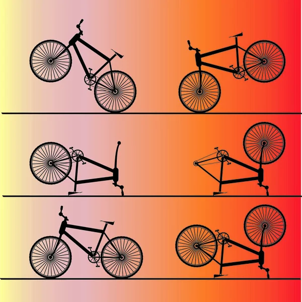 Ícones de bicicleta em fundo vermelho - ilustração vetorial — Vetor de Stock