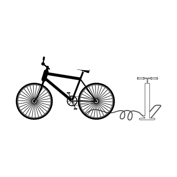 Icône de vélo avec pompe pour panneau de pneus — Image vectorielle
