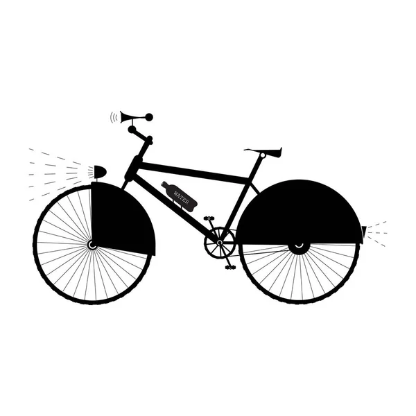 Bicicleta com luz, chifre de som e proteção no sinal da roda — Vetor de Stock