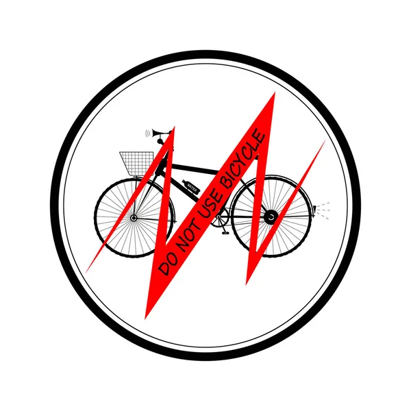 Vélo noir ligne rouge avec inscription (NE PAS UTILISER BICYCLE) tous — Image vectorielle
