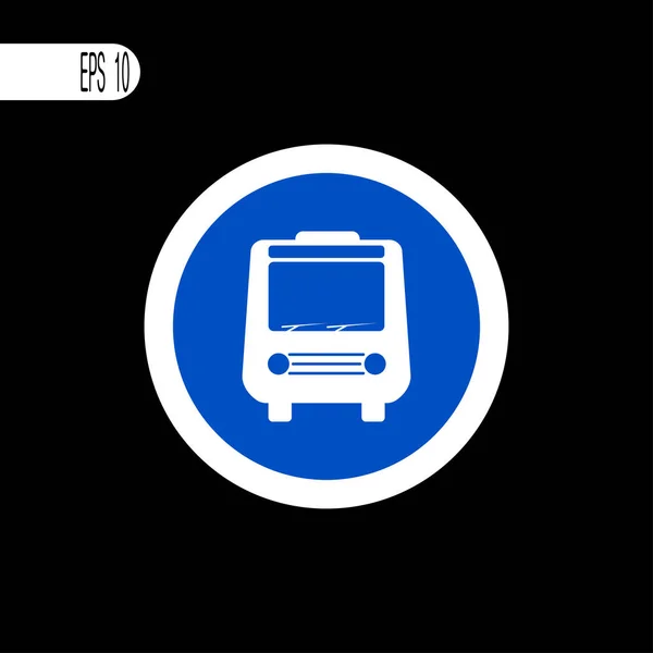 Signe rond ligne fine blanche. Panneau de bus, icône - illustration vectorielle — Image vectorielle