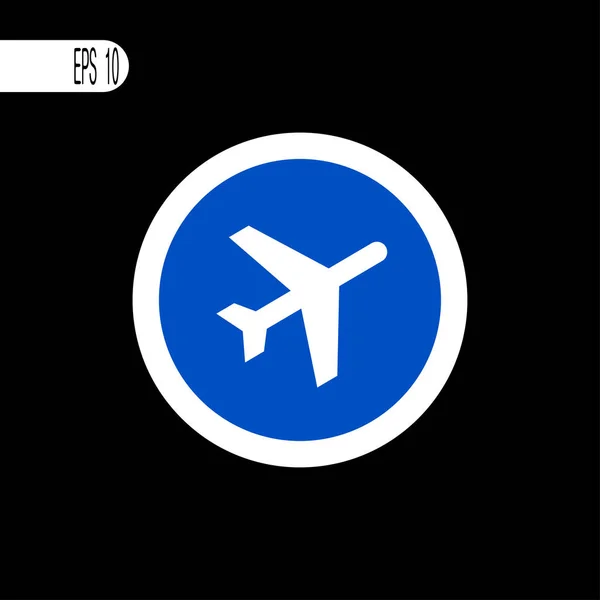 丸い記号白い細い線。飛行機の看板、アイコン - ベクトルイラスト — ストックベクタ