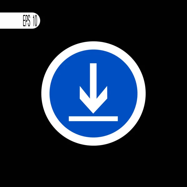 Runde Zeichen weiße dünne Linie. Zeichen herunterladen, Symbol - Vektor illustr — Stockvektor